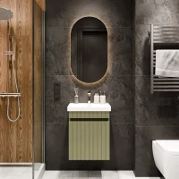Mueble de lavabo COSMIA de 50 cm con puerta en verde...