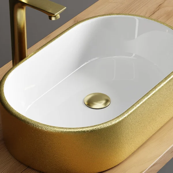 Lavabo sobre encimera de 55 cm, dorado