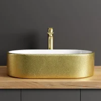 Lavabo da appoggio 55 cm dorato