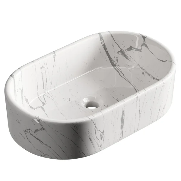 Lavabo sobre encimera de 55 cm, blanco mármol