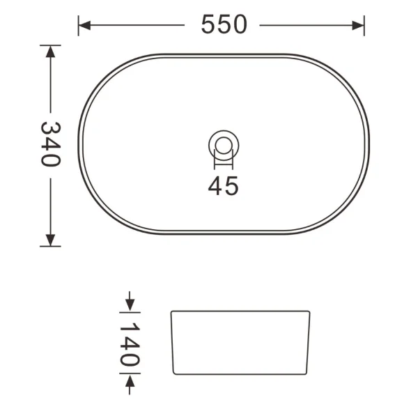 Lavabo sobre encimera de 55 cm, blanco mármol