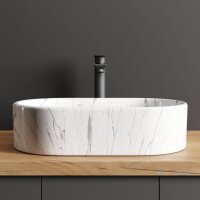 Aufsatzwaschbecken 55 cm marmor weiß