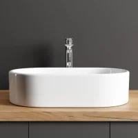 Lavabo da appoggio 55 cm bianco lucido