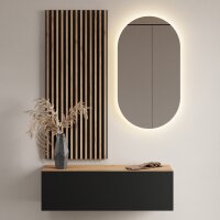 Flurgarderobe 100 cm mit Wandpaneele und Spiegel mit...