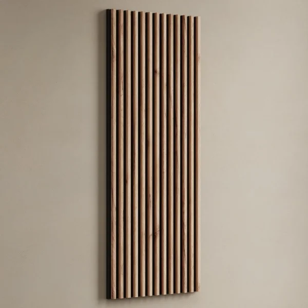 Penderie dentrée 2 x 100 cm avec panneaux muraux et miroir à éclairage LED, chêne doré