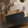 Hallway wardrobe 2x 100 cm with wall panels and mirror with LED lighting gold oak / black charcoal