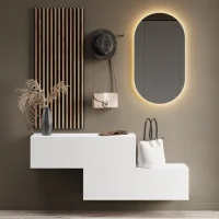 Flurgarderobe 2x 100 cm mit Wandpaneele und Spiegel mit...