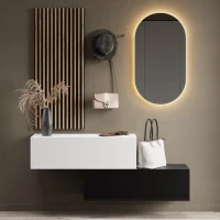 Flurgarderobe 2x 100 cm mit Wandpaneele und Spiegel mit...