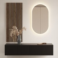 Flurgarderobe 140 cm mit Wandpaneele und Spiegel mit...