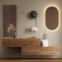 Flurgarderobe 2x 140 cm mit Wandpaneele und Spiegel mit...