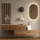 Flurgarderobe 2x 140 cm mit Wandpaneele und Spiegel mit LED-Beleuchtung gold eiche