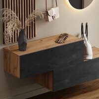 Flurgarderobe 2x 140 cm mit Wandpaneele und Spiegel mit...