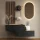 Hallway wardrobe 2x 140 cm with wall panels and mirror with LED lighting gold oak / black charcoal
