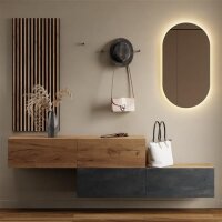 Flurgarderobe 2x 140 cm mit Wandpaneele und Spiegel mit...