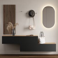 Flurgarderobe 2x 140 cm mit Wandpaneele und Spiegel mit...