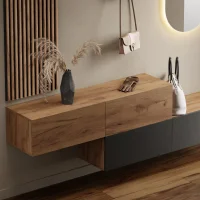 Hallway wardrobe 2x 140 cm with wall panels and mirror...