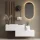 Hallway wardrobe 2x 140 cm with wall panels and mirror with LED lighting white