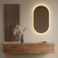 Flurgarderobe 160 cm mit Wandpaneele und Spiegel mit...