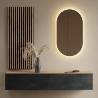 Flurgarderobe 160 cm mit Wandpaneele und Spiegel mit...