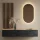 Hallway coat rack 160 cm with wall panels and mirror with LED lighting gold oak / black charcoal