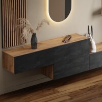 Flurgarderobe 2x 160 cm mit Wandpaneele und Spiegel mit...