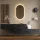Penderie dentrée 2 x 160 cm avec panneaux muraux et miroir à éclairage LED, finition chêne doré / noir charbon