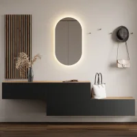 Hallway wardrobe 2x 160 cm with wall panel and mirror...