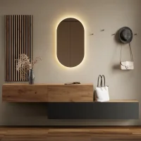 Hallway wardrobe 2x 160 cm with wall panels and mirror...