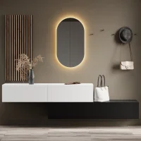 Hallway wardrobe 2x 160 cm with wall panels and mirror...