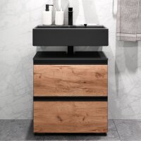 Waschtischunterschrank EDA 60 cm anthrazit / gold eiche