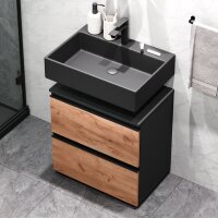 Waschtischunterschrank EDA 60 cm anthrazit / gold eiche