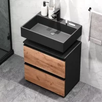 Waschtischunterschrank EDA 60 cm anthrazit / gold eiche