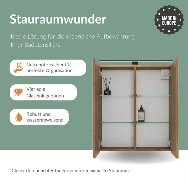 Armoire de toilette ARIA 60 - 120 cm, avec ou sans éclairage, disponible en plusieurs couleurs