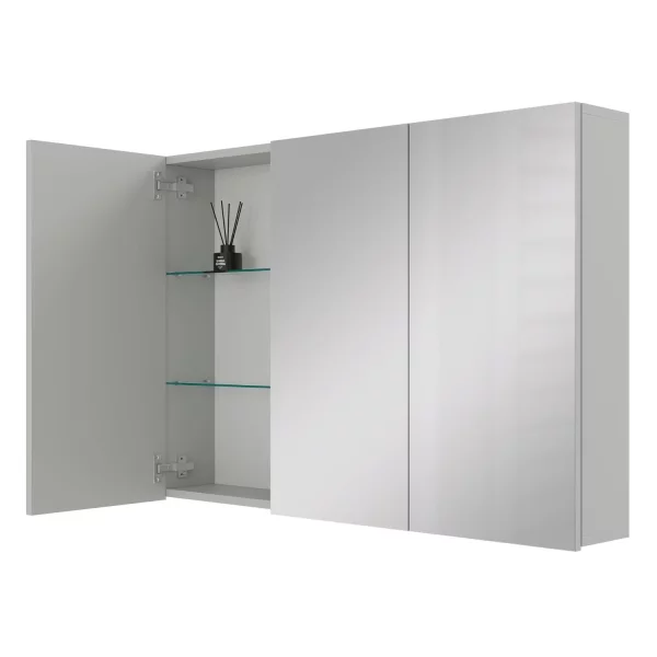 Spiegelschrank ARIA 100 cm weiß grau ohne Leuchte und ohne Steckdosenbox