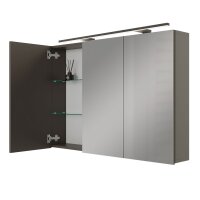 Spiegelschrank ARIA 120 cm anthrazit mit Leuchte schwarz...
