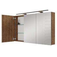 Spiegelschrank ARIA 120 cm gold eiche mit Leuchte schwarz...