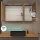 Spiegelschrank ARIA 120 cm gold eiche mit Leuchte schwarz und Steckdosenbox 230V