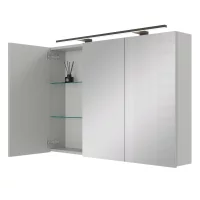 Spiegelschrank ARIA 120 cm wei&szlig; grau mit Leuchte...