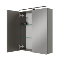 Spiegelschrank ARIA 60 cm anthrazit mit Leuchte schwarz...