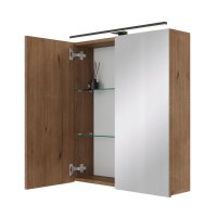 Spiegelschrank ARIA 60 cm gold eiche mit Leuchte schwarz...