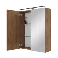 Spiegelschrank ARIA 60 cm gold eiche mit Leuchte schwarz...