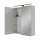 Spiegelschrank ARIA 60 cm weiß grau mit Leuchte schwarz und Steckdosenbox 230V