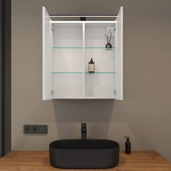 Spiegelschrank ARIA 60 cm weiß grau ohne Leuchte und ohne Steckdosenbox