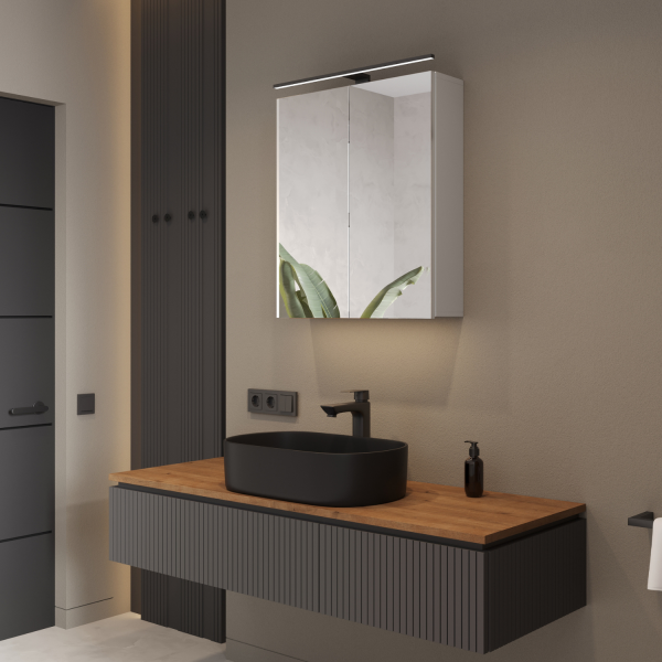 Mirror cabinet ARIA 60 cm white grey without light