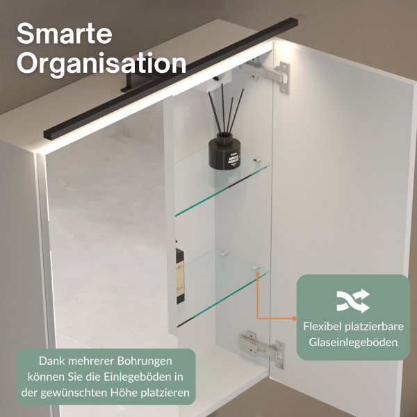 Mirror cabinet ARIA 60 cm white grey without light