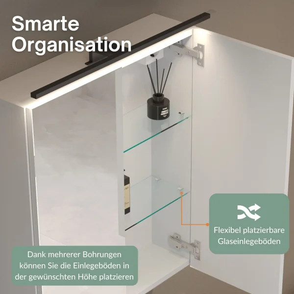 Spiegelschrank ARIA 60 cm weiß grau ohne Leuchte und ohne Steckdosenbox
