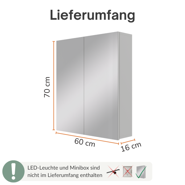 Mirror cabinet ARIA 60 cm white grey without light