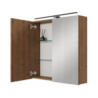Spiegelschrank ARIA 70 cm gold eiche mit Leuchte schwarz...