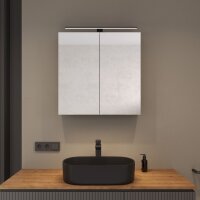 Spiegelschrank ARIA 70 cm weiß grau mit Leuchte...