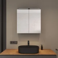 Armadietto a specchio ARIA 70 cm bianco-grigio con luce...